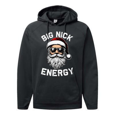 Big Nick Energy Funny Inappropriate Christmas Santa Face Performance Fleece Hoodie