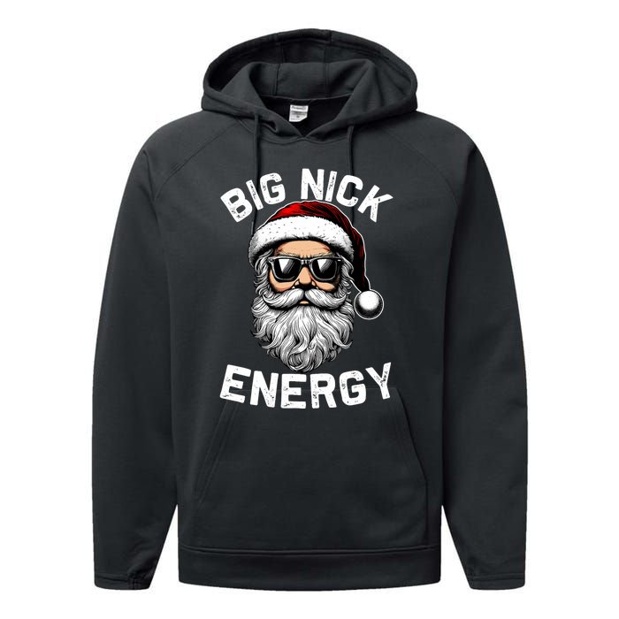 Big Nick Energy Funny Inappropriate Christmas Santa Face Performance Fleece Hoodie