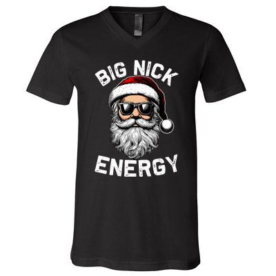 Big Nick Energy Funny Inappropriate Christmas Santa Face V-Neck T-Shirt