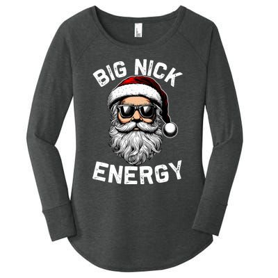 Big Nick Energy Funny Inappropriate Christmas Santa Face Women's Perfect Tri Tunic Long Sleeve Shirt