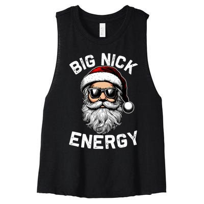 Big Nick Energy Funny Inappropriate Christmas Santa Face Women's Racerback Cropped Tank