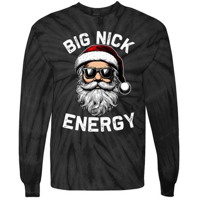 Big Nick Energy Funny Inappropriate Christmas Santa Face Tie-Dye Long Sleeve Shirt