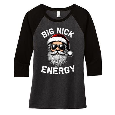 Big Nick Energy Funny Inappropriate Christmas Santa Face Women's Tri-Blend 3/4-Sleeve Raglan Shirt