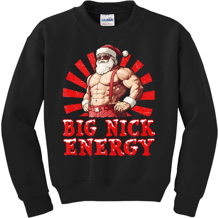 Big Nick Energy Funny Santa Christmas Vintage Kids Sweatshirt