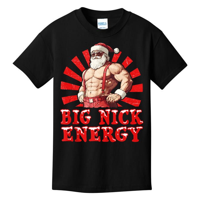 Big Nick Energy Funny Santa Christmas Vintage Kids T-Shirt