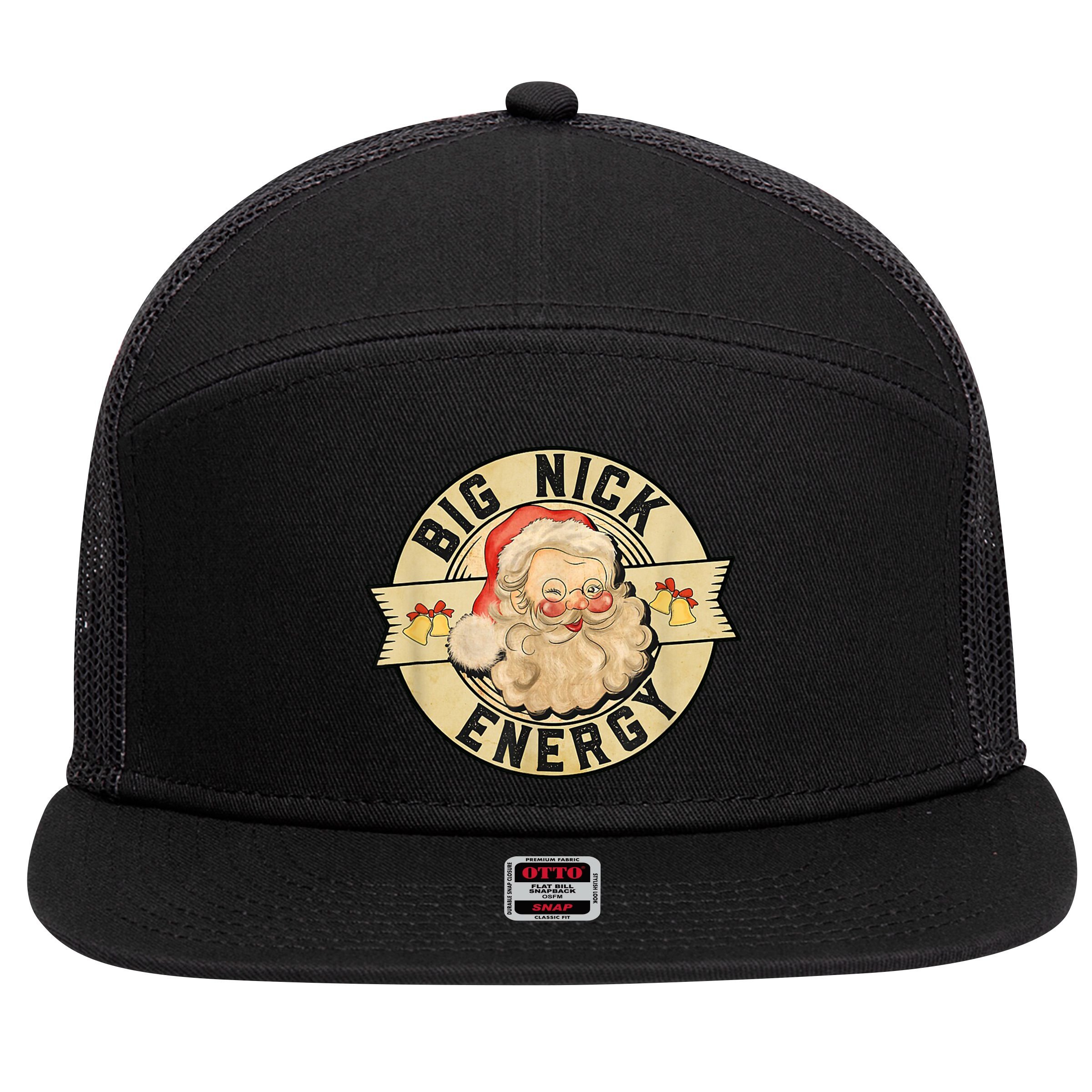 Big Nick Energy Retro Stamped Logo 7 Panel Mesh Trucker Snapback Hat
