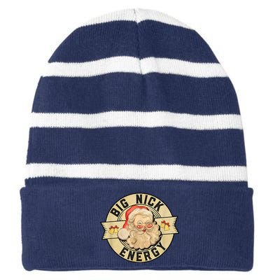 Big Nick Energy Retro Stamped Logo Striped Beanie with Solid Band