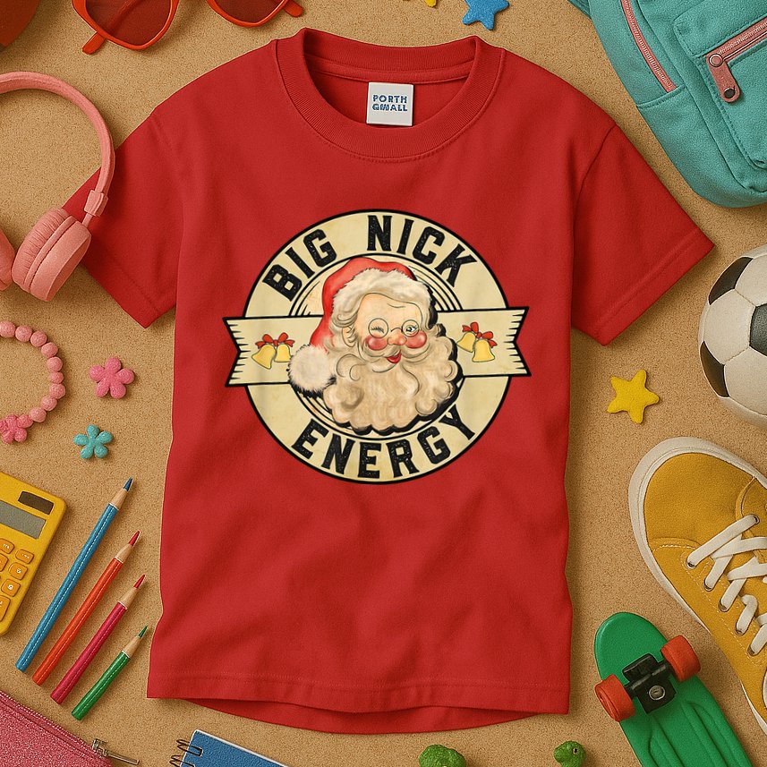 Big Nick Energy Retro Stamped Logo Kids T-Shirt