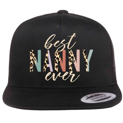 Best Nanny Ever Gifts Leopard Print Mothers Day Flat Bill Trucker Hat