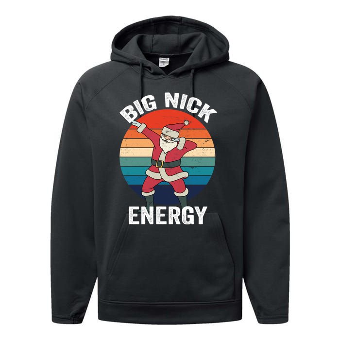 Big Nick Energy Dabbing Santa Christmas Performance Fleece Hoodie