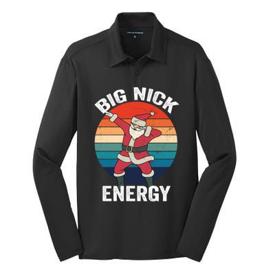 Big Nick Energy Dabbing Santa Christmas Silk Touch Performance Long Sleeve Polo