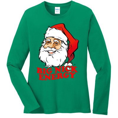 Big Nick Energy Sweatshirt Funny Christmas Santa Claus Ladies Long Sleeve Shirt