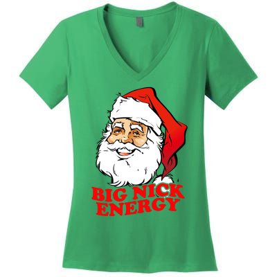 Big Nick Energy Sweatshirt Funny Christmas Santa Claus Women's V-Neck T-Shirt