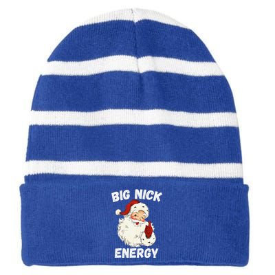 Big Nick Energy Santa Groovy Retro Vintage Striped Beanie with Solid Band