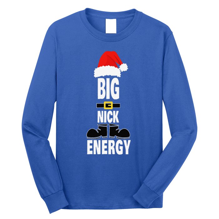 Big Nick Energy Santa Hat Belts And Boots Funny Christmas Long Sleeve Shirt