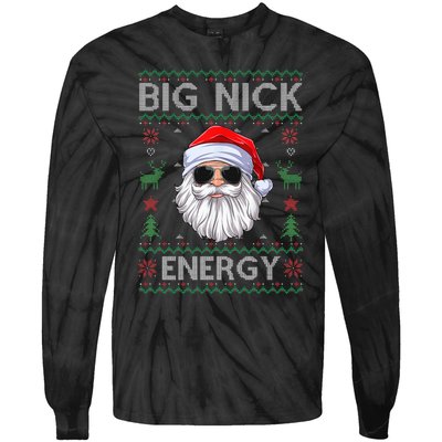 Big Nick Energy Santa Claus Ugly Christmas Sweater Tie-Dye Long Sleeve Shirt