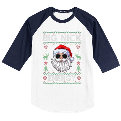 Big Nick Energy Santa Claus Ugly Christmas Sweater Baseball Sleeve Shirt