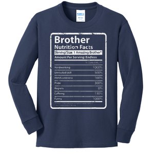 Brother Nutrition Facts Father's Day Gift For Funny Brother Kids Long Sleeve Shirt