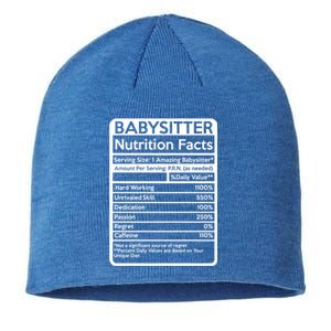 Babysitter Nutrition Facts Sitting Cool Gift Sustainable Beanie