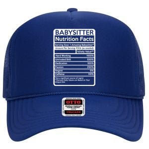 Babysitter Nutrition Facts Sitting Cool Gift High Crown Mesh Back Trucker Hat