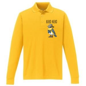 Bird Nerd Funny Bird Watching Birding Bird Lover Watcher Performance Long Sleeve Polo