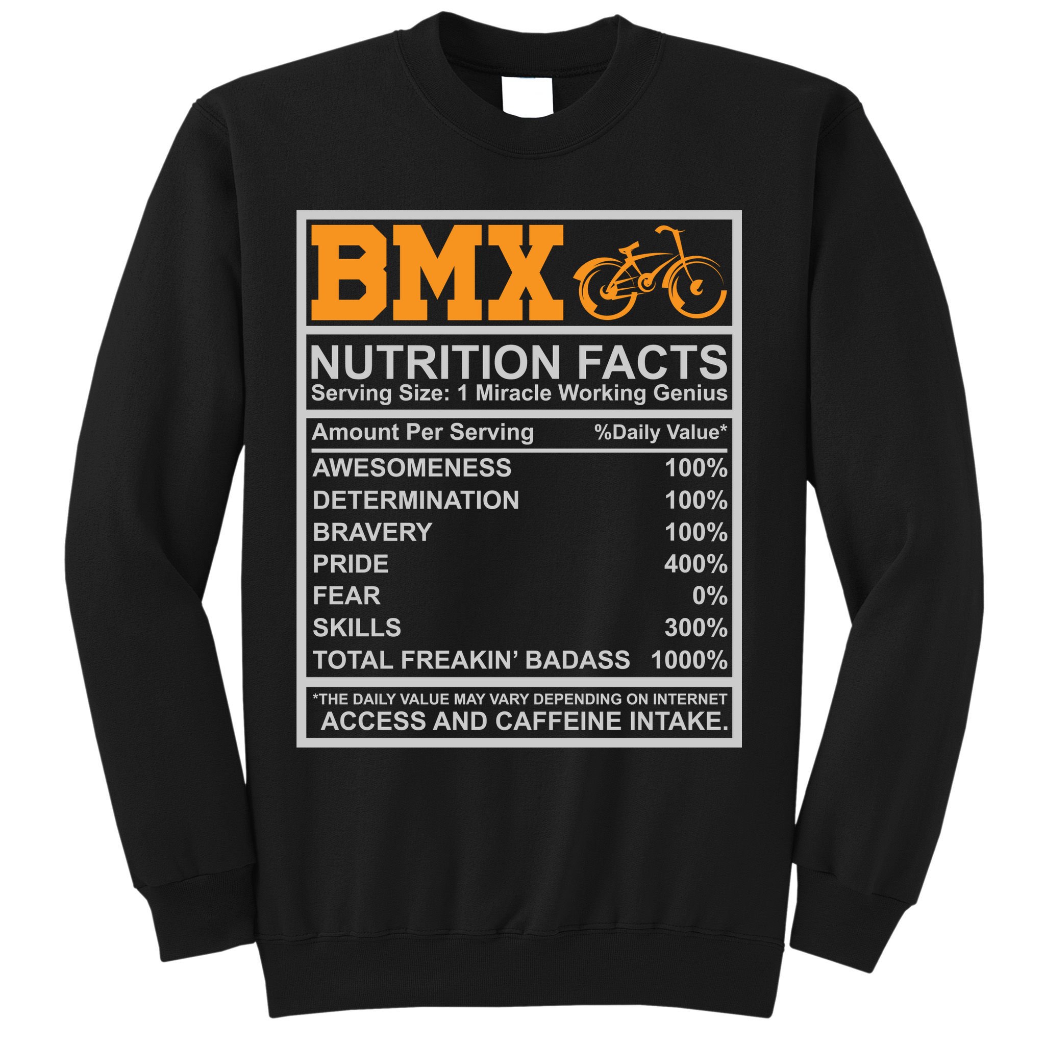 BMX Nutrition Facts Gift Cycling Sweatshirt