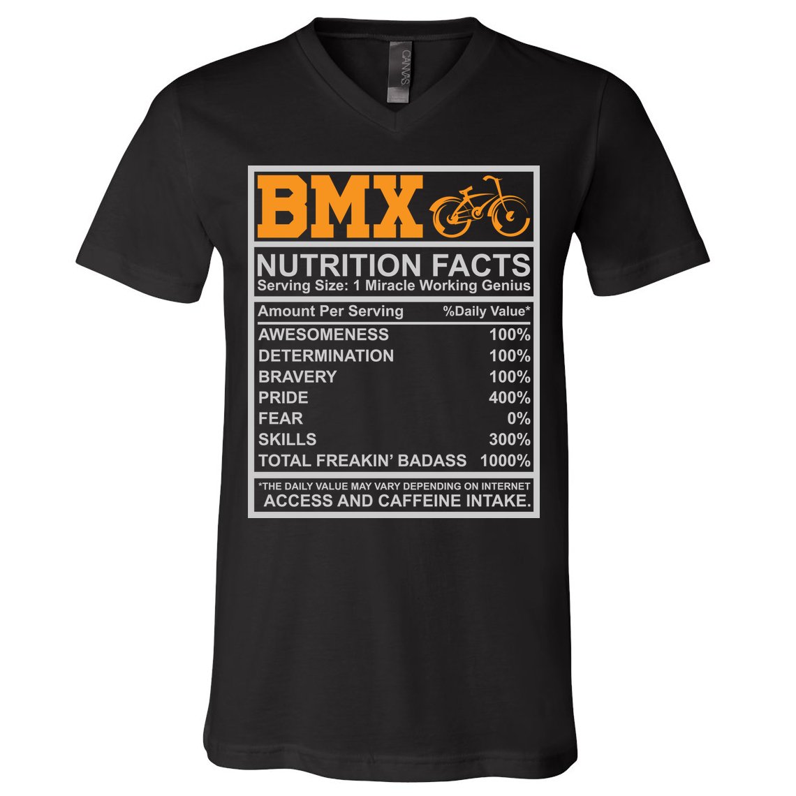 BMX Nutrition Facts Gift Cycling V-Neck T-Shirt
