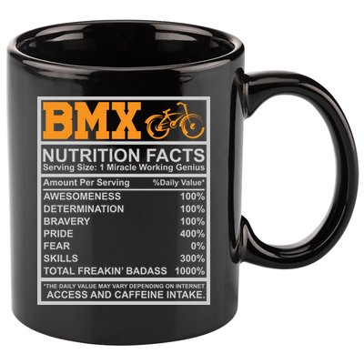 BMX Nutrition Facts Gift Cycling 11oz C Handle Ceramic Mug