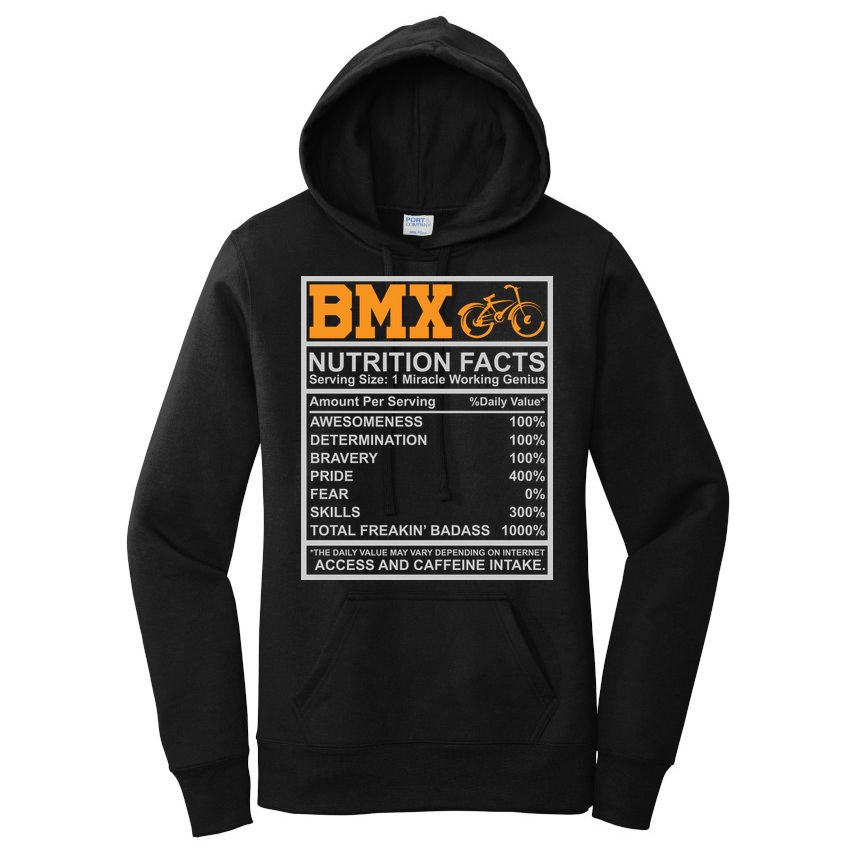 BMX Nutrition Facts Gift Cycling Women's Pullover Hoodie