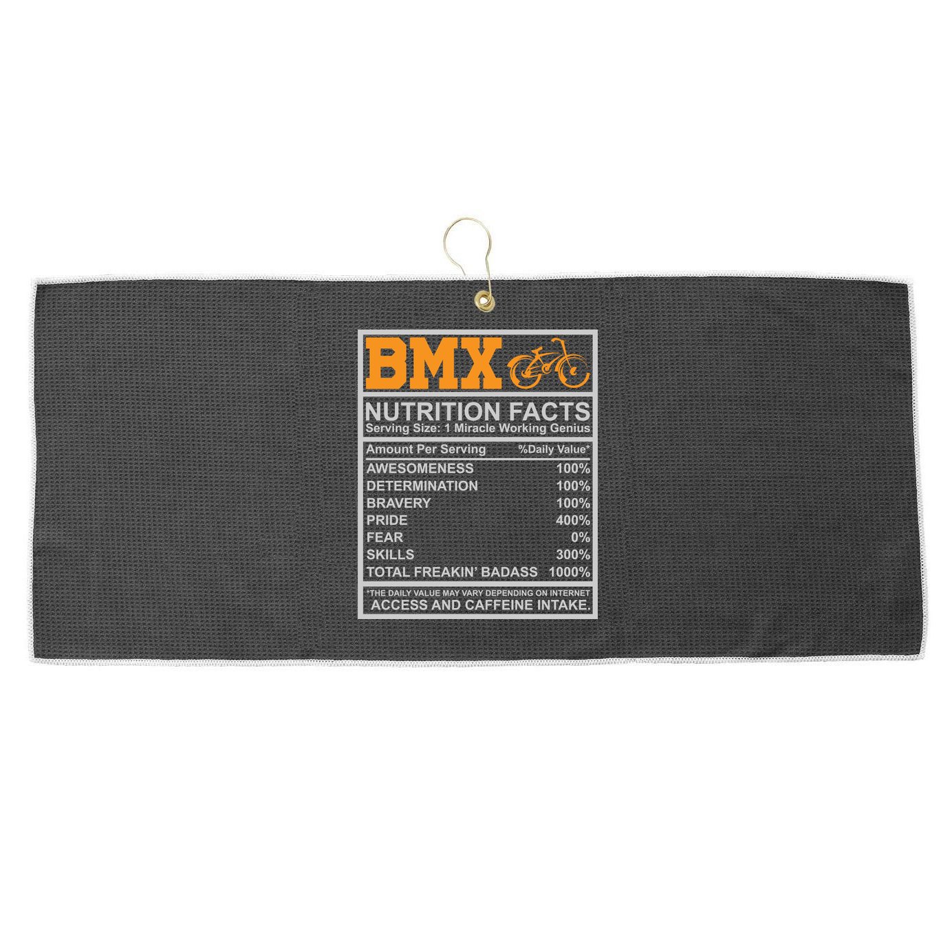 BMX Nutrition Facts Gift Cycling Large Microfiber Waffle Golf Towel