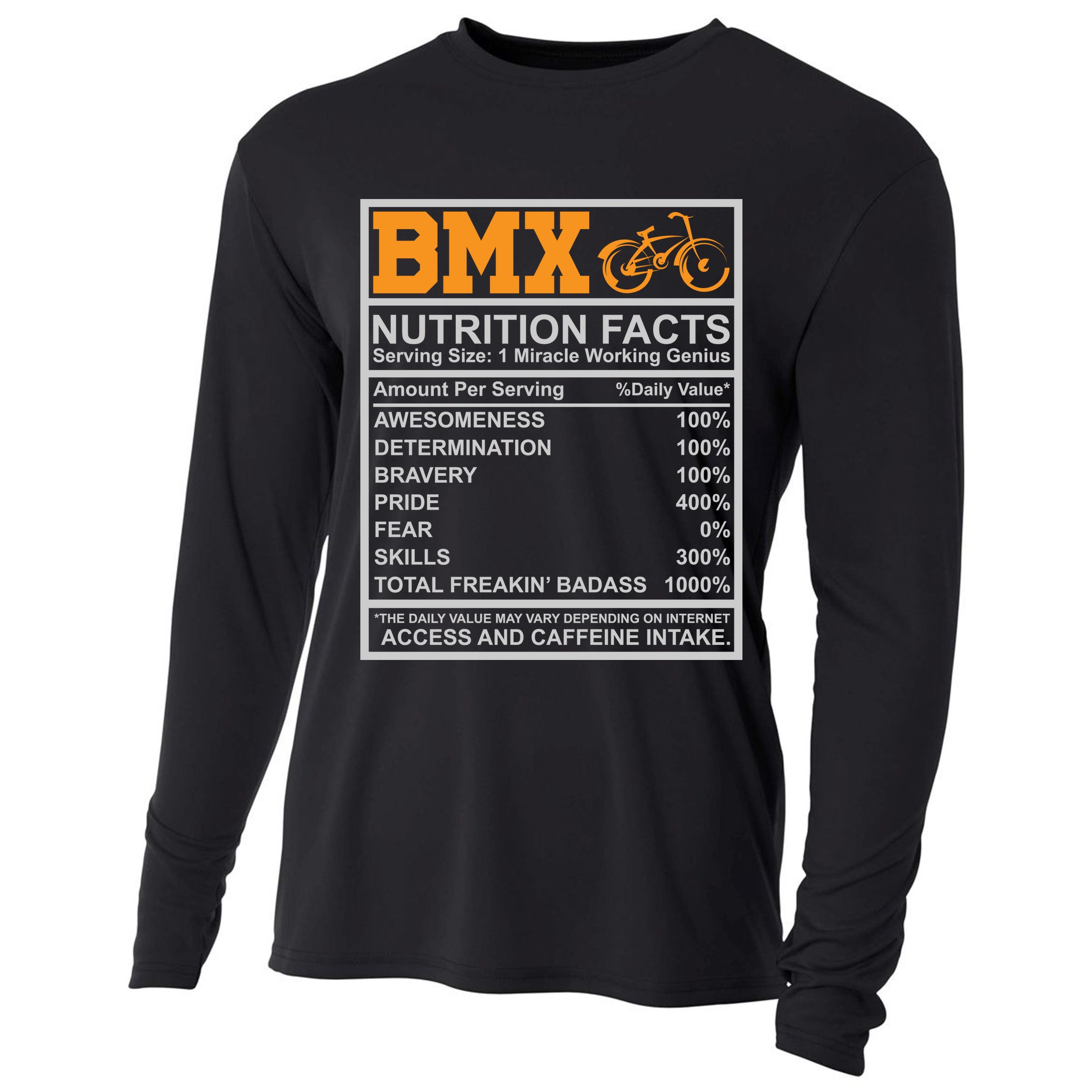 BMX Nutrition Facts Gift Cycling Cooling Performance Long Sleeve Crew