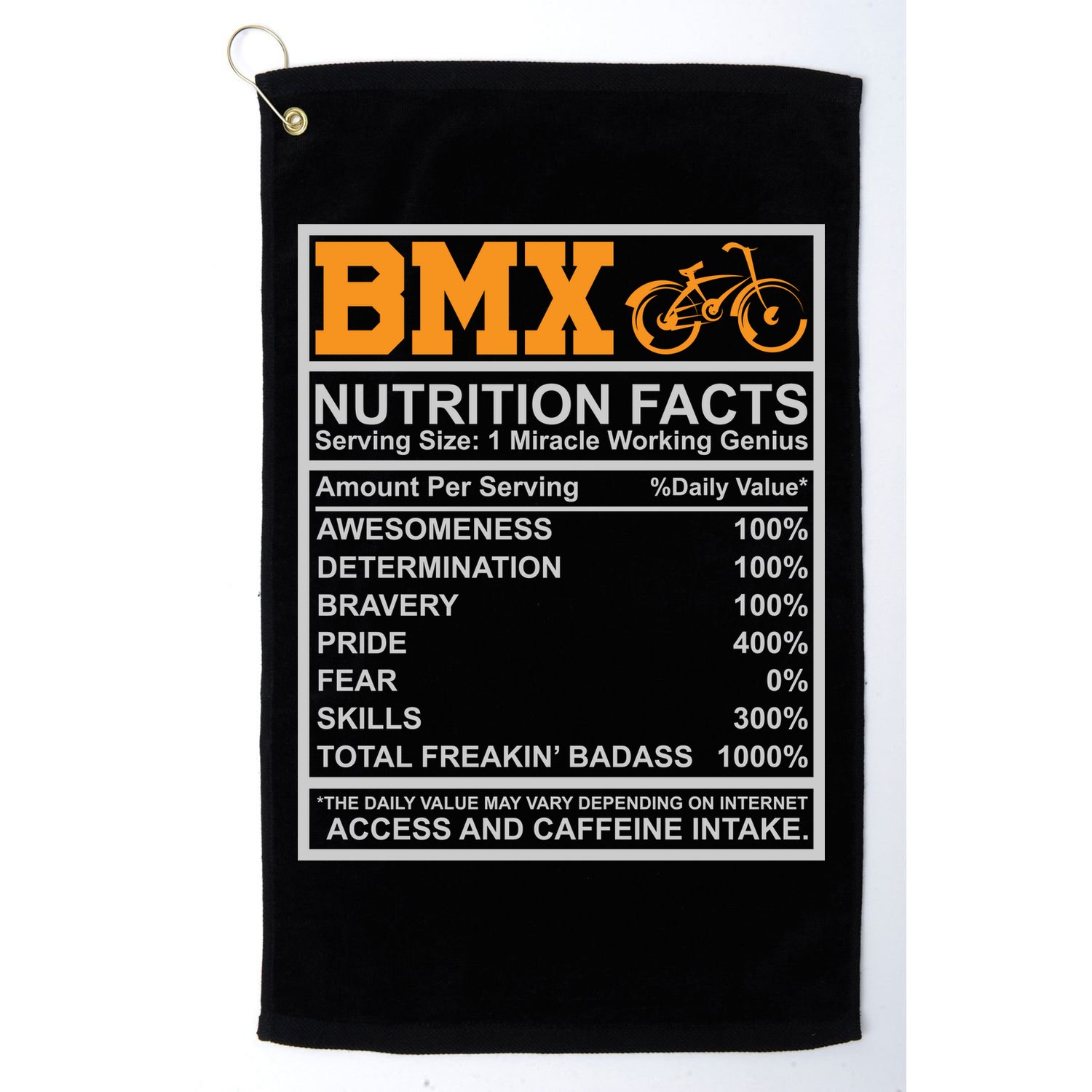 BMX Nutrition Facts Gift Cycling Golf Towel