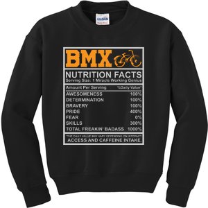 BMX Nutrition Facts Gift Cycling Kids Sweatshirt