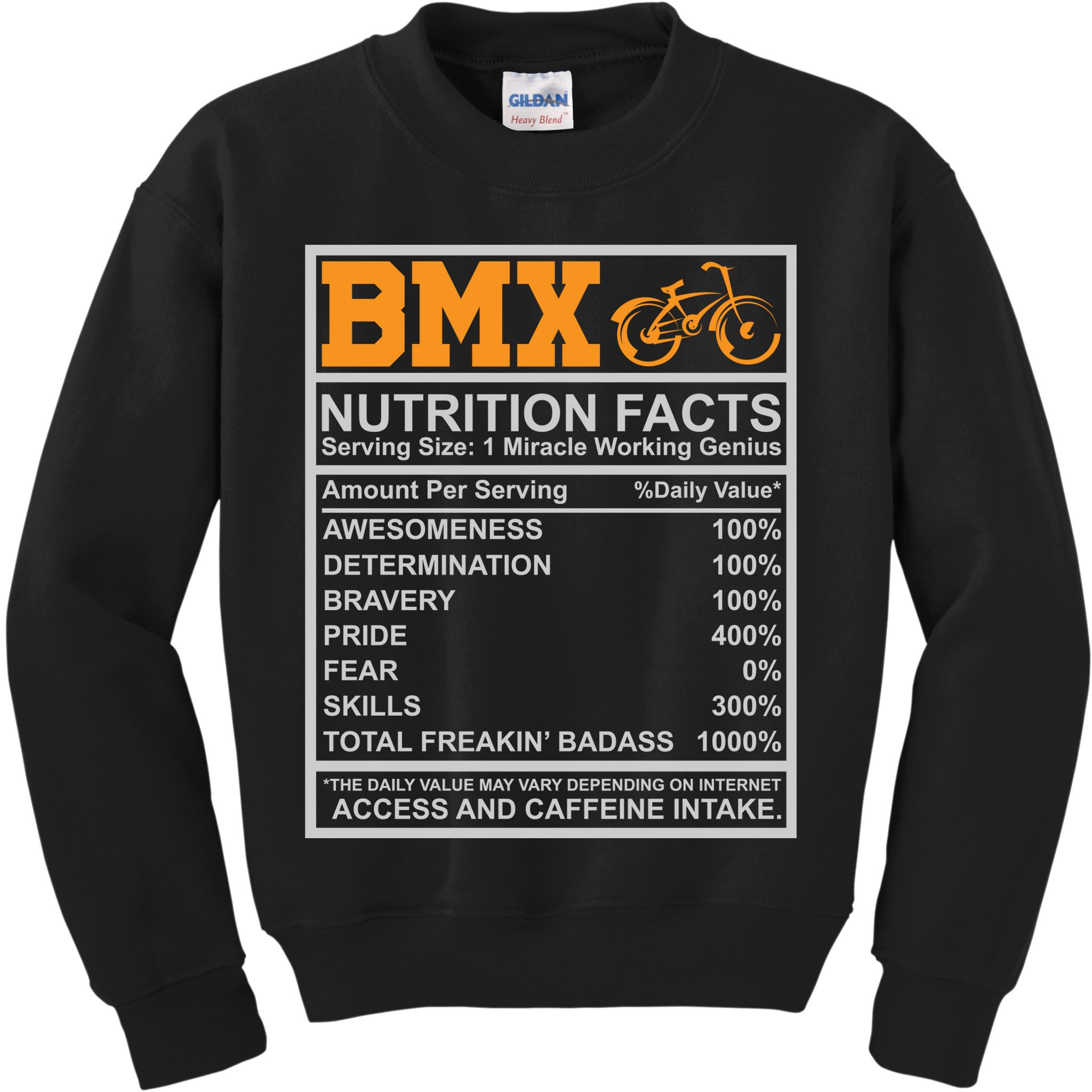 BMX Nutrition Facts Gift Cycling Kids Sweatshirt