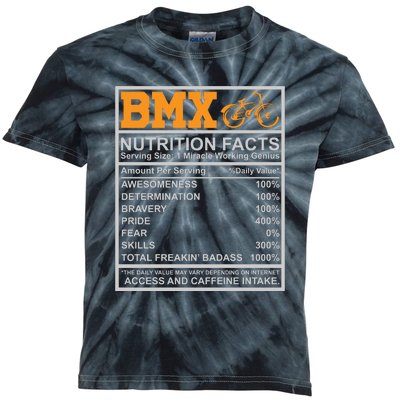 BMX Nutrition Facts Gift Cycling Kids Tie-Dye T-Shirt