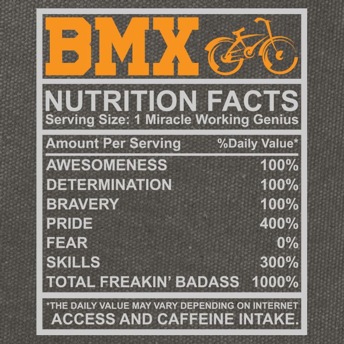 BMX Nutrition Facts Gift Cycling Cotton Canvas Backpack