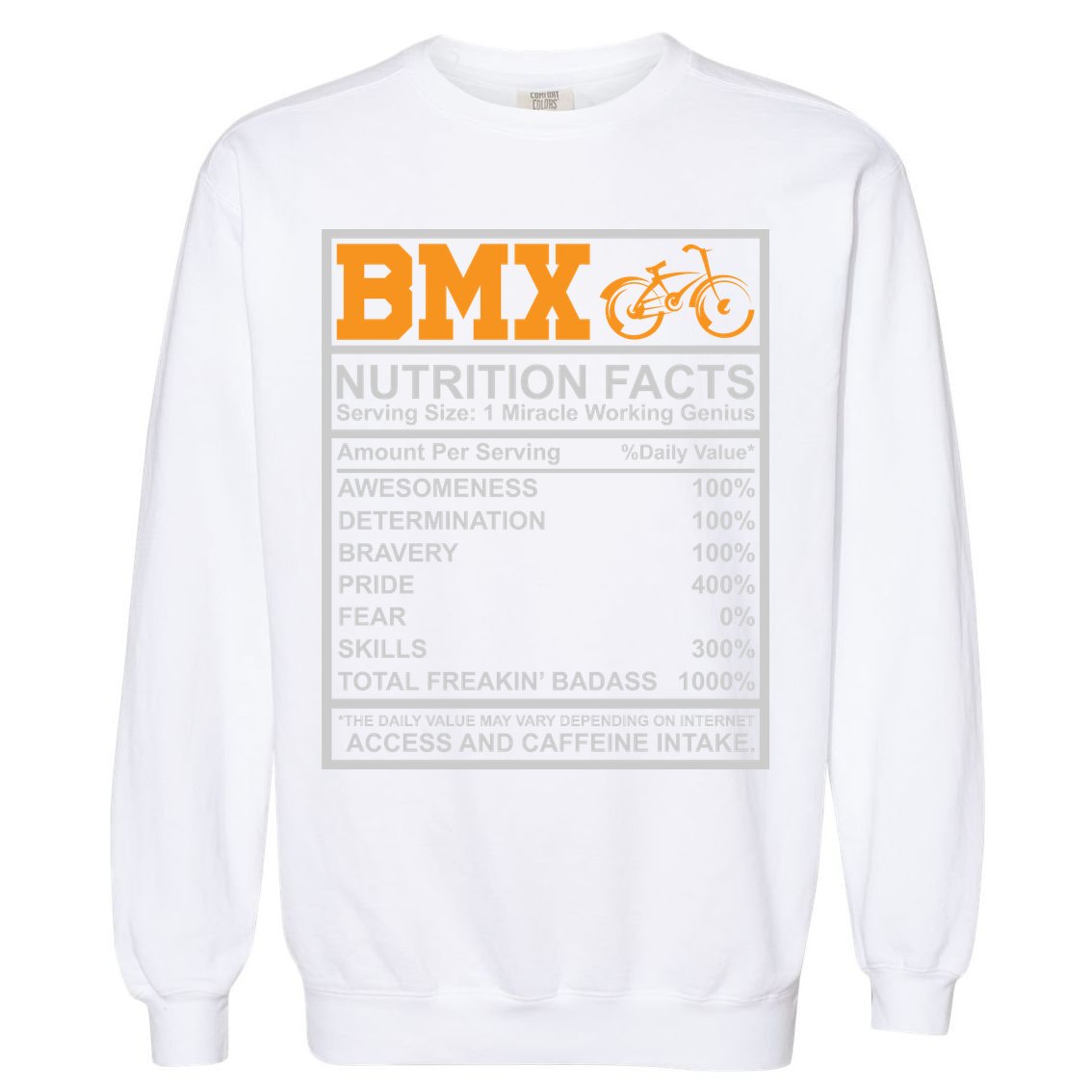 BMX Nutrition Facts Gift Cycling Garment-Dyed Sweatshirt