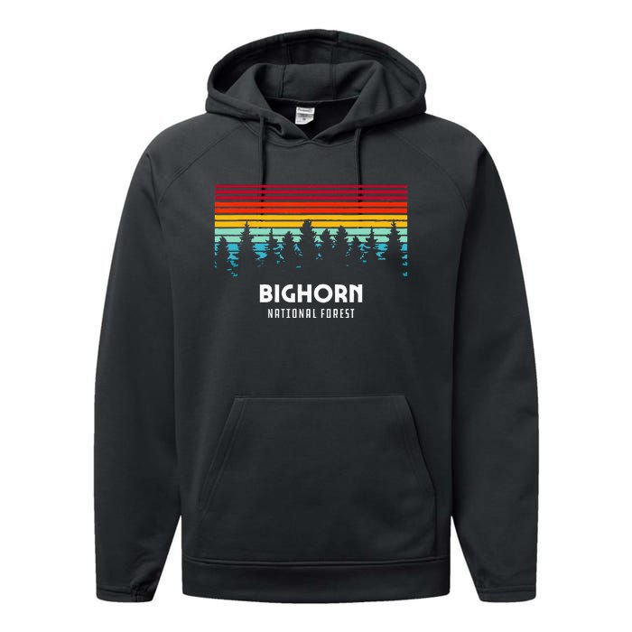 Bighorn National Forest Wyoming Retro Outdoor Adventure Performance Fleece Hoodie