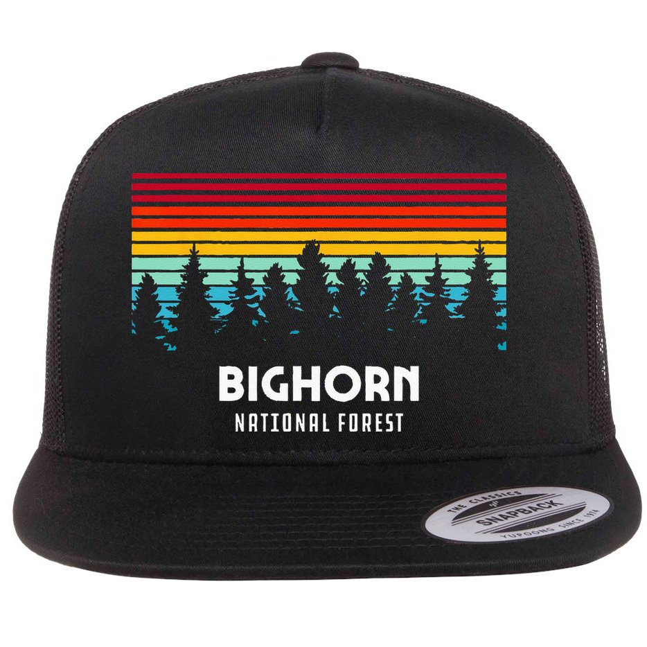 Bighorn National Forest Wyoming Retro Outdoor Adventure Flat Bill Trucker Hat