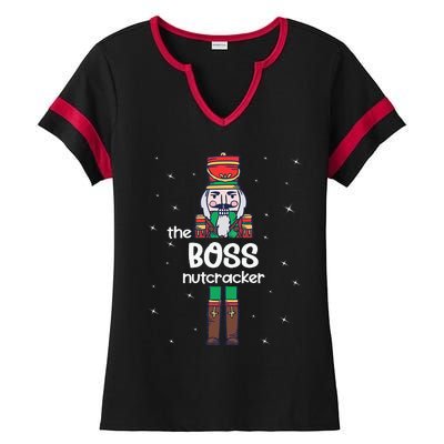 Boss Nutcracker Family Matching Funny Pajama Ladies Halftime Notch Neck Tee