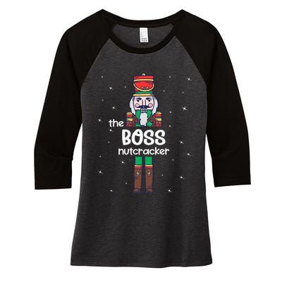 Boss Nutcracker Family Matching Funny Pajama Women's Tri-Blend 3/4-Sleeve Raglan Shirt