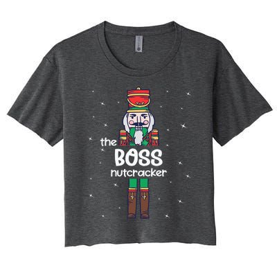 Boss Nutcracker Family Matching Funny Pajama Women's Crop Top Tee