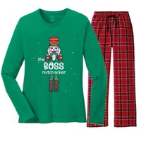 Boss Nutcracker Family Matching Funny Pajama Women's Long Sleeve Flannel Pajama Set 