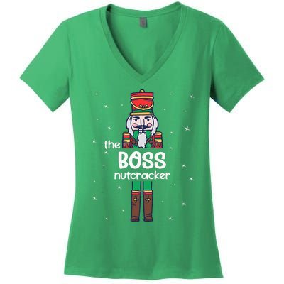 Boss Nutcracker Family Matching Funny Pajama Women's V-Neck T-Shirt