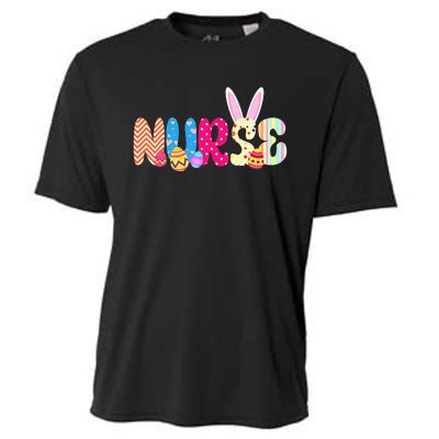 Bunny Nurse Funny Egg Easter Day Floral Cooling Performance Crew T-Shirt