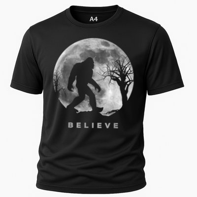 Bigfoot Night Full Moon I Believe Sasquatch Men Kids Performance Shirt