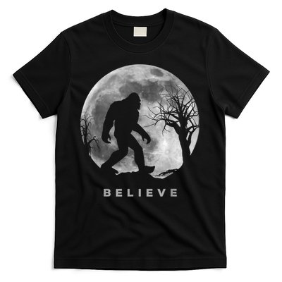 Bigfoot Night Full Moon I Believe Sasquatch Men Kids T-Shirt