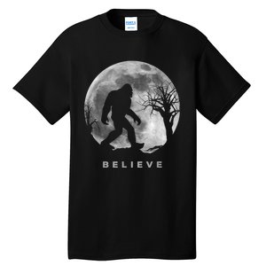 Bigfoot Night Full Moon I Believe Sasquatch Men Kids Tall T-Shirt