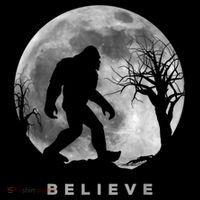 Bigfoot Night Full Moon I Believe Sasquatch Men Kids Tall T-Shirt