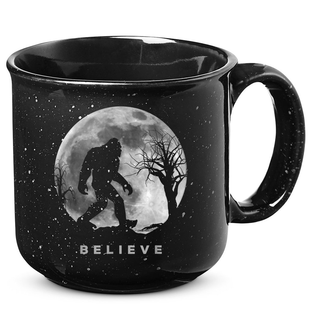 Bigfoot Night Full Moon I Believe Sasquatch Men Kids 15oz Campfire Ceramic Mug